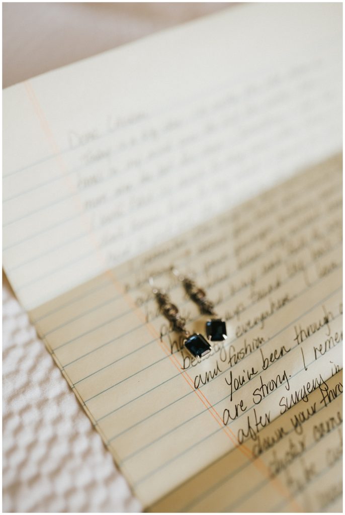 letter from dad to bride on her wedding day with beautiful earrings he gifted her